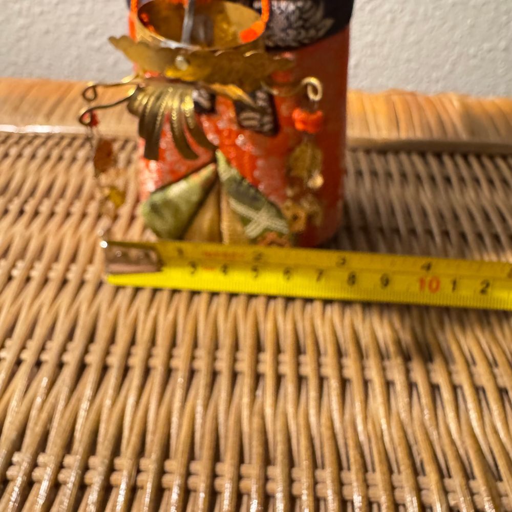 Vintage Japanese Kimekomi Doll Traditional Orange Kimono‎ Accents 7 inch 70's - Picture 3 of 15